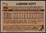 1983 Topps #618  LaMarr Hoyt  Back Thumbnail