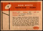 1960 Fleer #4  Bob White  Back Thumbnail
