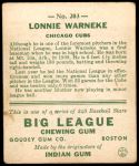 1933 Goudey #203  Lonnie Warneke  Back Thumbnail
