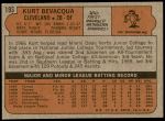 1972 Topps #193  Kurt Bevacqua  Back Thumbnail