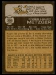 1973 Topps #395  Roger Metzger  Back Thumbnail