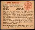 1950 Bowman #58  Carl Furillo  Back Thumbnail