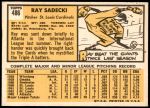 1963 Topps #486  Ray Sadecki  Back Thumbnail