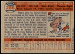 1957 Topps #286  Bobby Richardson  Back Thumbnail