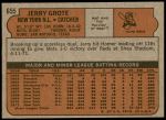 1972 Topps #655  Jerry Grote  Back Thumbnail