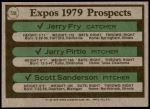 1979 Topps #720   -  Jerry Fry / Jerry Pirtle / Scott Sanderson Expos Prospects Back Thumbnail