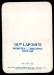 1976 Topps Glossy #17  Guy Lapointe  Back Thumbnail