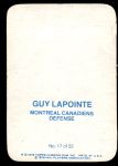 1976 Topps Glossy #17  Guy Lapointe  Back Thumbnail