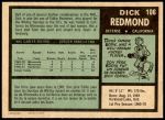 1971 O-Pee-Chee #106  Dick Redmond  Back Thumbnail