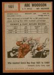 1962 Topps #161  Abe Woodson  Back Thumbnail