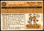 1960 Topps #437  Bob Friend  Back Thumbnail