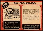 1968 O-Pee-Chee #196  Bill Sutherland  Back Thumbnail