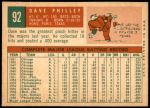 1959 Topps #92  Dave Philley  Back Thumbnail