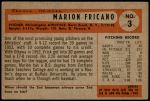 1954 Bowman #3  Marion Fricano  Back Thumbnail