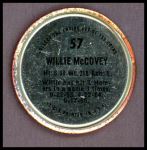 1971 Topps Coins #57  Willie McCovey  Back Thumbnail