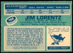 1976 O-Pee-Chee NHL #162  Jim Lorentz  Back Thumbnail