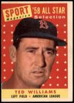 1958 Topps #485   -  Ted Williams All-Star Front Thumbnail