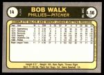 1981 Fleer #14  Bob Walk  Back Thumbnail