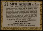 1958 Topps TV Westerns #21  Steve McQueen   Back Thumbnail