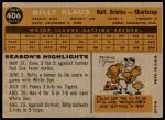 1960 Topps #406  Billy Klaus  Back Thumbnail