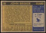 1971 Topps #180  John Brisker  Back Thumbnail