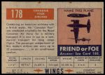 1952 Topps Wings #178   Canadair Four Back Thumbnail