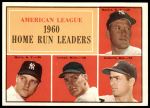 1961 Topps #44   -  Mickey Mantle / Roger Maris / Rocky Colavito / Jim Lemon AL HR Leaders Front Thumbnail