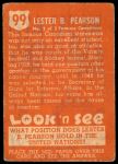 1952 Topps Look 'N See #99  Lester Pearson  Back Thumbnail