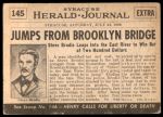 1954 Topps Scoop #145 xCOA  Brodie Jumps Off Brooklyn Bridge Back Thumbnail