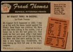 1955 Bowman #58  Frank Thomas  Back Thumbnail