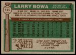 1976 Topps #145  Larry Bowa  Back Thumbnail