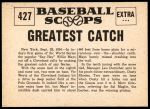 1961 Nu-Card Scoops #427   -   Willie Mays Makes Greatest Catch Back Thumbnail