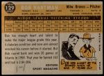 1960 Topps #129   -  Bob Hartman Rookie Star Back Thumbnail