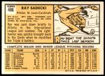 1963 Topps #486  Ray Sadecki  Back Thumbnail