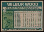 1977 Topps #198  Wilbur Wood  Back Thumbnail