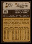 1973 Topps #440  Glenn Beckert  Back Thumbnail