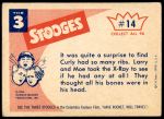 1959 Fleer Three Stooges #14   I Tell You Humans have 13 ribs Back Thumbnail