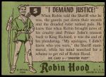 1957 Topps Robin Hood #5   I Demand Justice Back Thumbnail