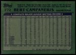1982 Topps #772  Bert Campaneris  Back Thumbnail