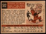 1959 Topps #512  George Altman  Back Thumbnail