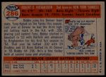 1957 Topps #286  Bobby Richardson  Back Thumbnail