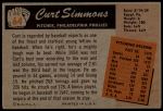 1955 Bowman #64  Curt Simmons  Back Thumbnail