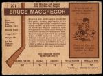 1973 O-Pee-Chee #201  Bruce MacGregor  Back Thumbnail