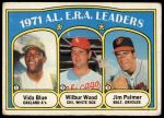 1972 Topps #92   -  Vida Blue / Jim Palmer / Wilbur Wood AL ERA Leaders  Front Thumbnail