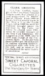 1911 T205 Reprint #81  Clark Griffith  Back Thumbnail