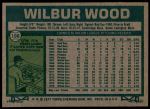 1977 Topps #198  Wilbur Wood  Back Thumbnail