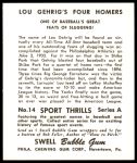1948 Swell Sport Thrills Reprint #14   -  Lou Gehrig Great Slugging Back Thumbnail