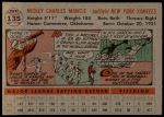 1956 Topps #135 GRY Mickey Mantle  Back Thumbnail
