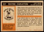 1972 O-Pee-Chee #337  Wayne Carleton  Back Thumbnail