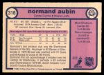 1982 O-Pee-Chee #316  Normand Aubin  Back Thumbnail